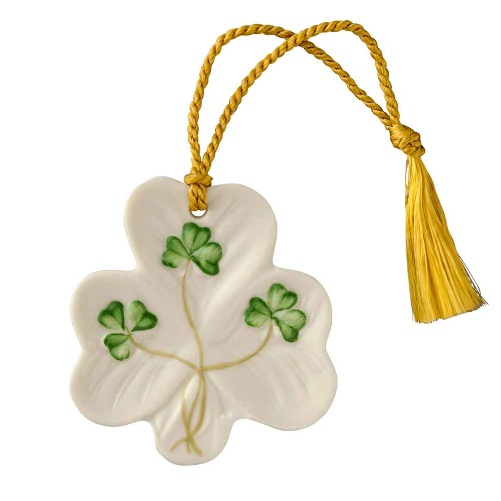 irish christmas - belleek shamrock shaped ornament