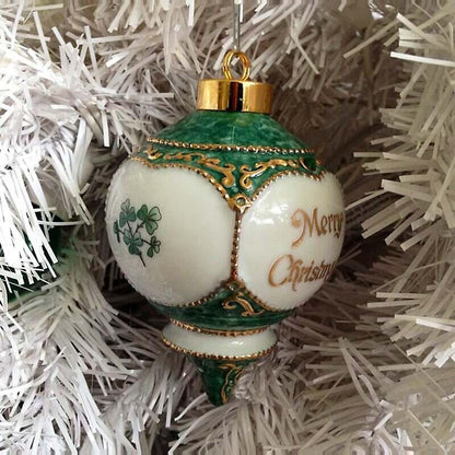 Irish Christmas Ornament - Merry Christmas with Shamrocks Ornament