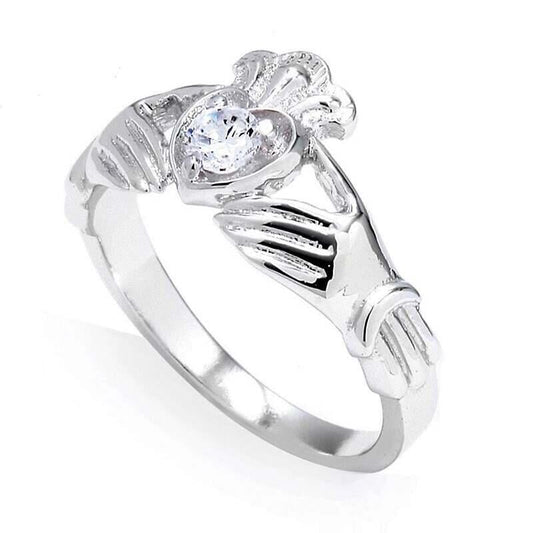 Claddagh Ring - White Gold 0.22 Carats Diamond Claddagh Engagement Ring
