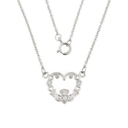 Claddagh Necklace - 14k Yellow Gold Diamond Claddagh Necklace