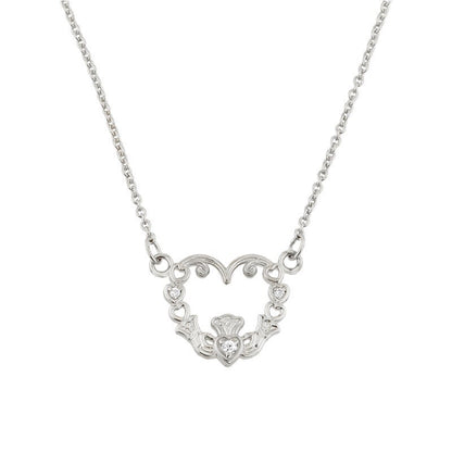 Claddagh Necklace - 14k Yellow Gold Diamond Claddagh Necklace