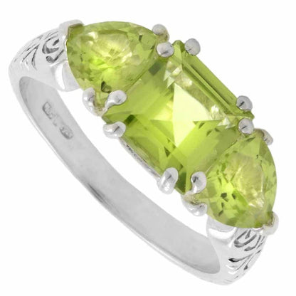 Celtic Ring - Three Stone Peridot with Celtic Knotwork Ring
