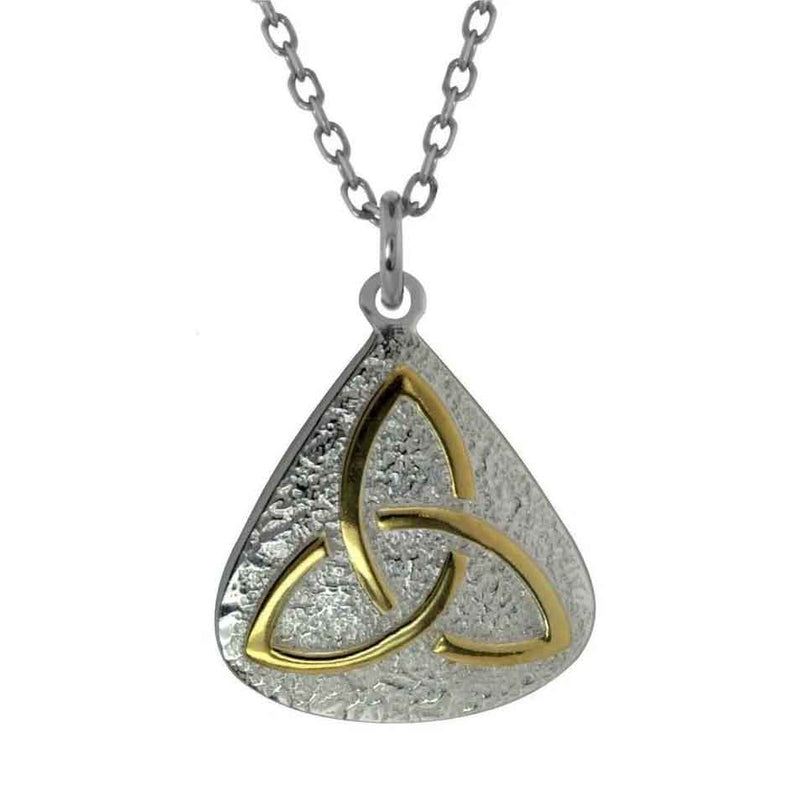 Irish Necklace | Sterling Silver with Gold Plated Trinity Knot Pendant