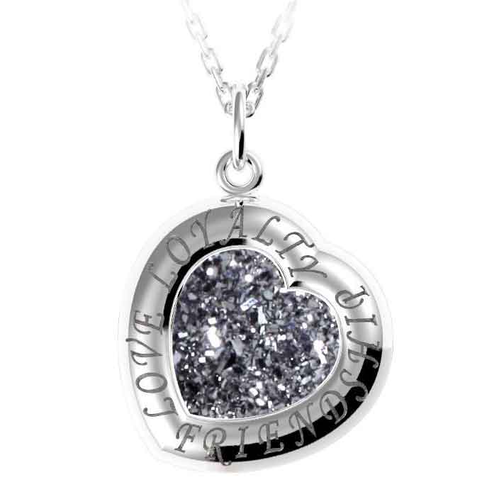 Irish Necklace - Sterling Silver Love, Loyalty, Friendship Drusy Heart Pendant