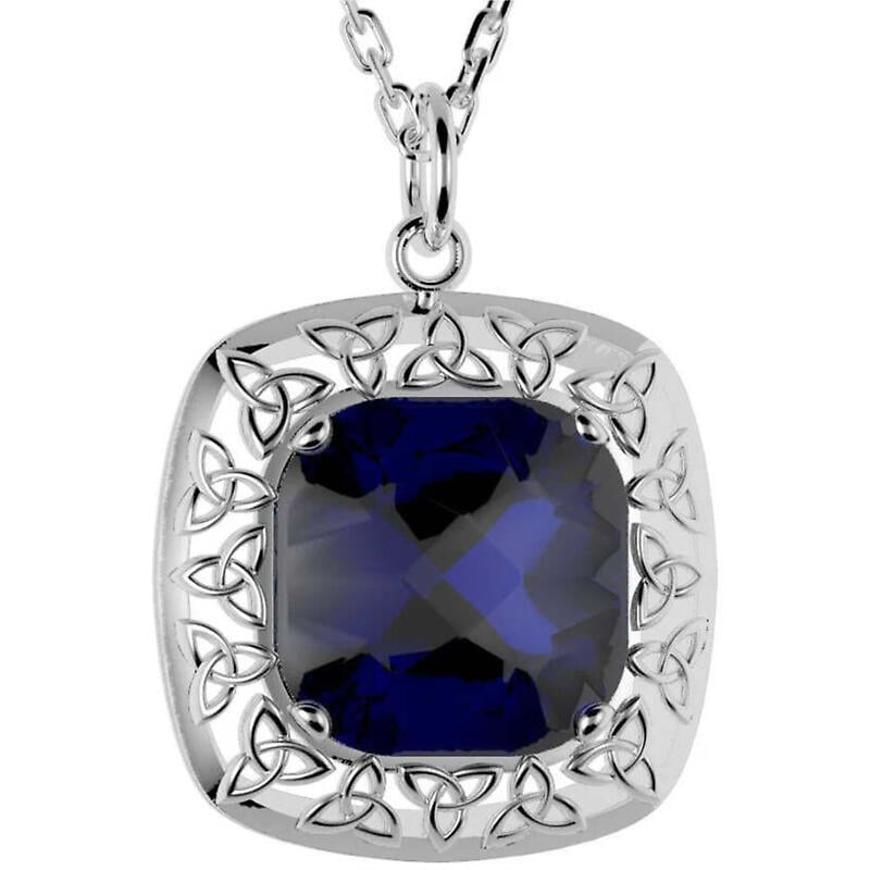 irish necklace | sterling silver blue quartz trinity knot pendant
