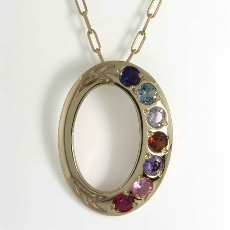 Family Birthstone Trinity Knot Pendant - 7 Stones