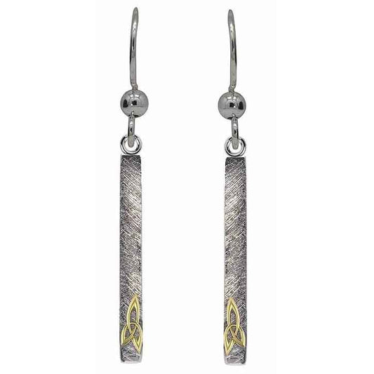 Celtic Earrings - Sterling Silver Trinity Knot Bar Earrings