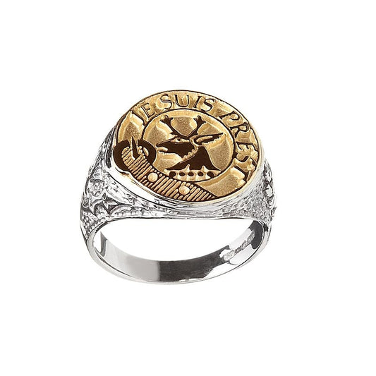 Celtic Ring - Coat of Arms Sterling Sterling Silver and 10k Gold Ladies Solid Scottish Clan Ring