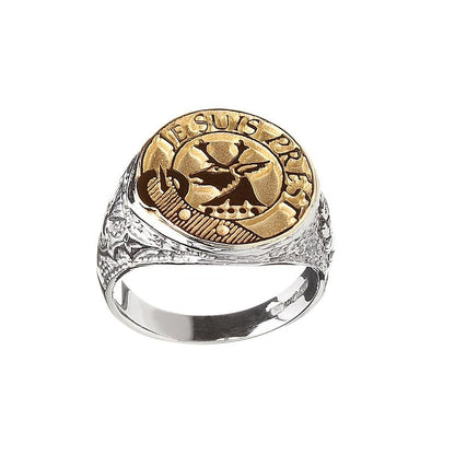 Celtic Ring - Coat of Arms Sterling Sterling Silver and 10k Gold Ladies Solid Scottish Clan Ring