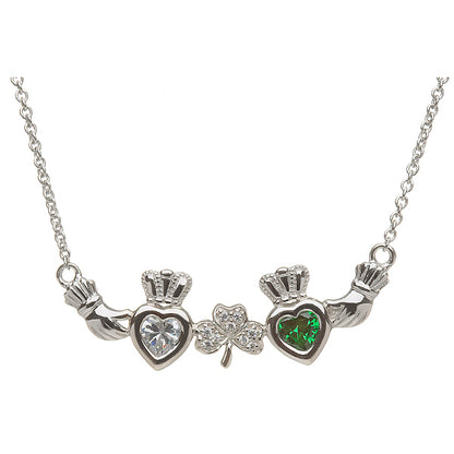 Sterling Silver Mother's Family Necklace - Shamrock