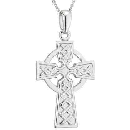 Celtic Pendant - 14k White Gold Celtic Cross with Chain