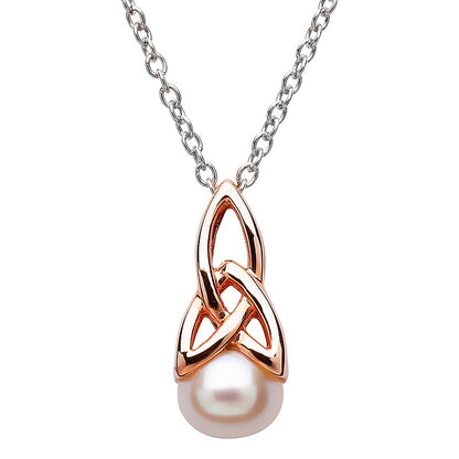 Celtic Pendant - Sterling Silver Celtic Pearl Rose Gold Plated Pendant