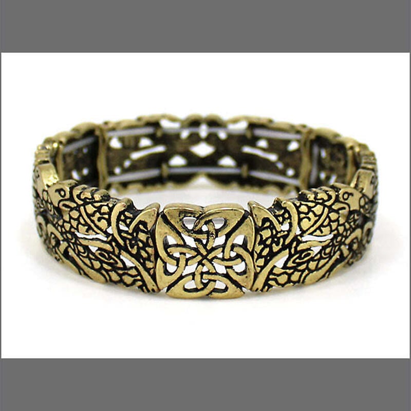 irish bracelet - brasstone book of kells stretch bracelet