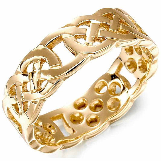 Irish Wedding Ring - Mens Gold Celtic Knot Wedding Band