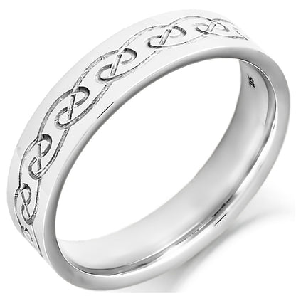 Irish Wedding Ring - Mens Gold Celtic Spiral Weave Irish Wedding Band