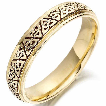 Irish Wedding Ring - Mens Gold Trinity Knot Celtic Wedding Band