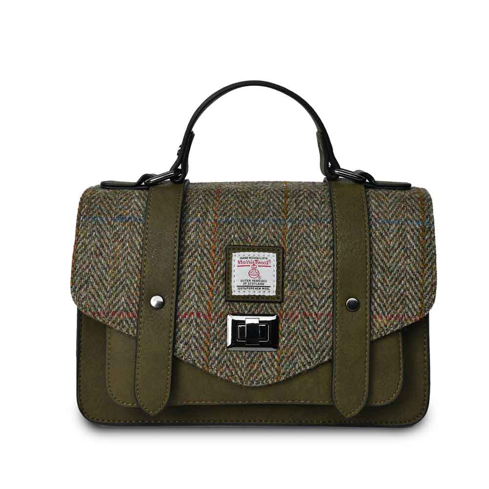 celtic tweed handbag | chestnut herringbone harris tweed® medium satchel