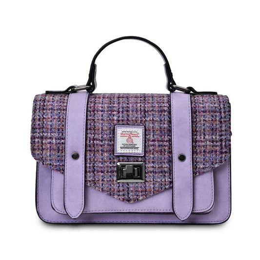 Celtic Tweed Handbag | Violet Houndstooth Harris Tweed® Medium Satchel