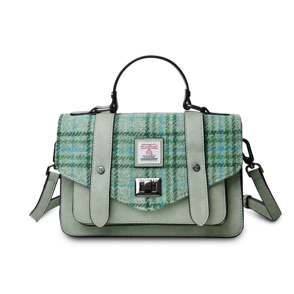celtic tweed handbag | mint check harris tweed® medium satchel