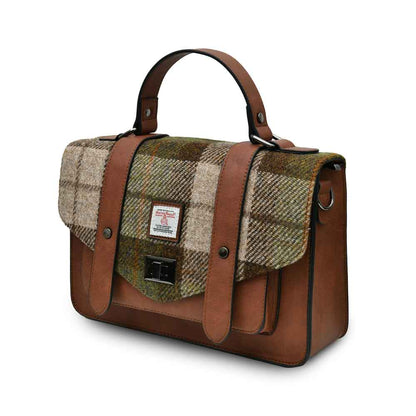 Celtic Tweed Handbag | Chestnut Tartan Harris Tweed® Large Satchel