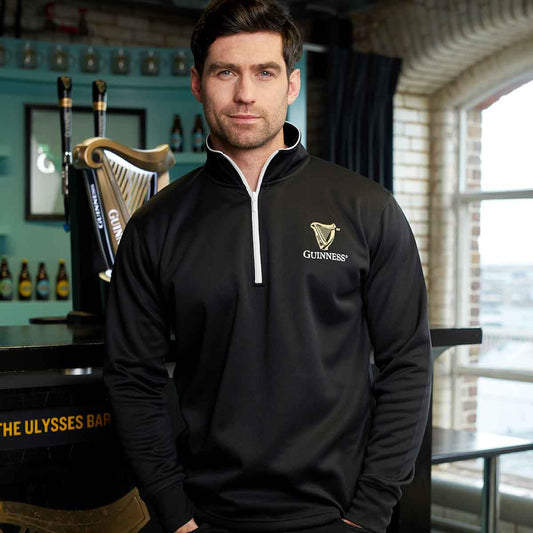 Irish Shirt  | Guinness® Black Quarter Zip with Harp