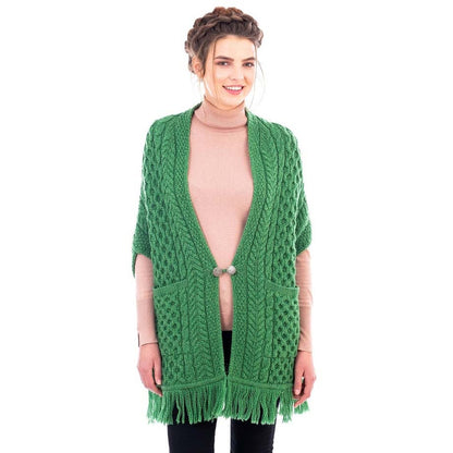 Irish Shawl | Aran Knit Ladies Pocket Shawl