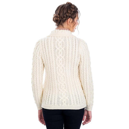 Irish Cardigan | Cable Knit Merino Wool Button Ladies Cardigan