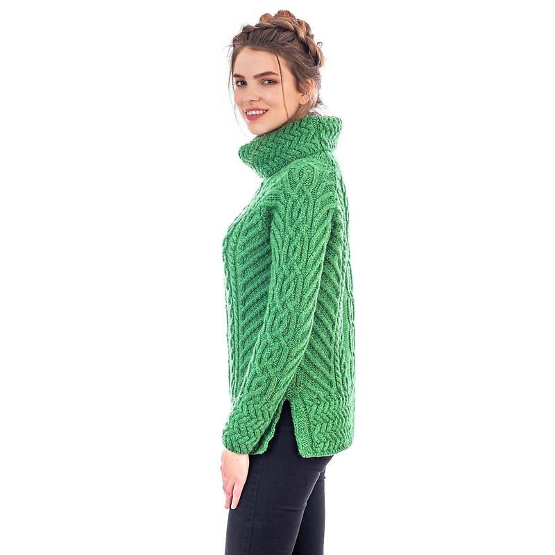 irish sweater | merino wool aran knit cowl neck ladies sweater