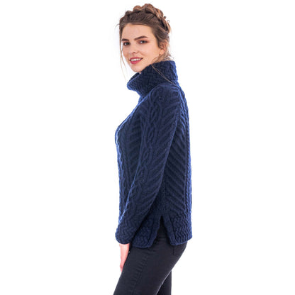 SALE | Irish Sweater | Merino Wool Aran Knit Cowl Neck Ladies Sweater