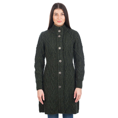 Irish Coat | Merino Wool Aran Cable Knit Signature Ladies Jacket