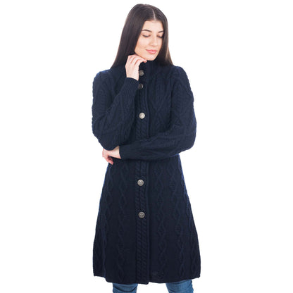 Irish Coat | Merino Wool Aran Cable Knit Signature Ladies Jacket