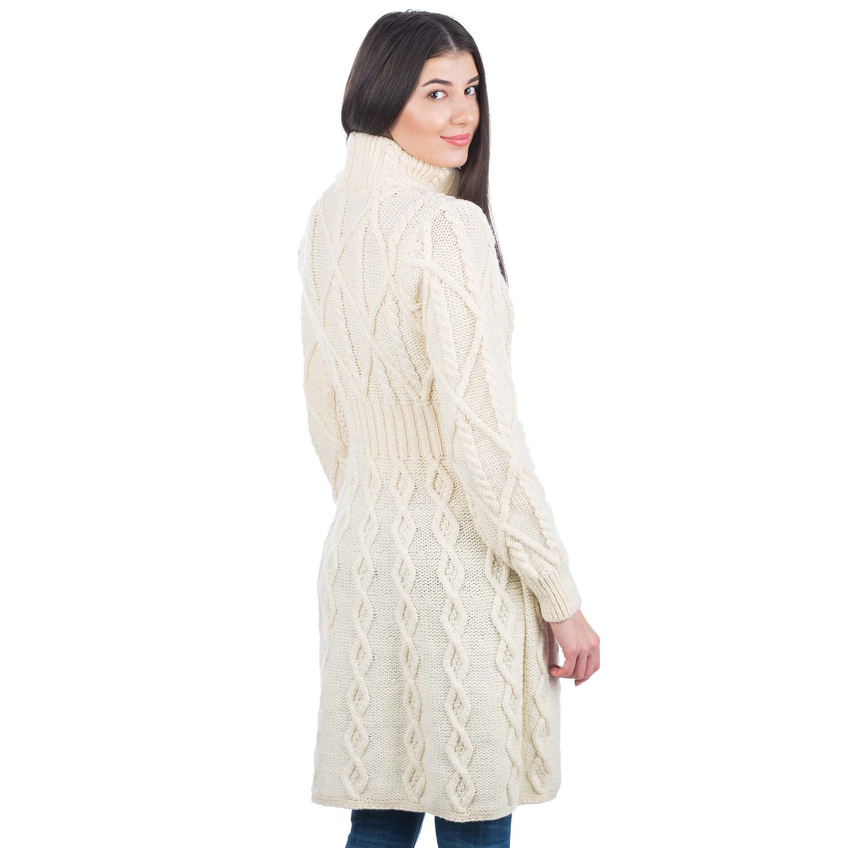 irish coat | merino wool aran cable knit signature ladies jacket