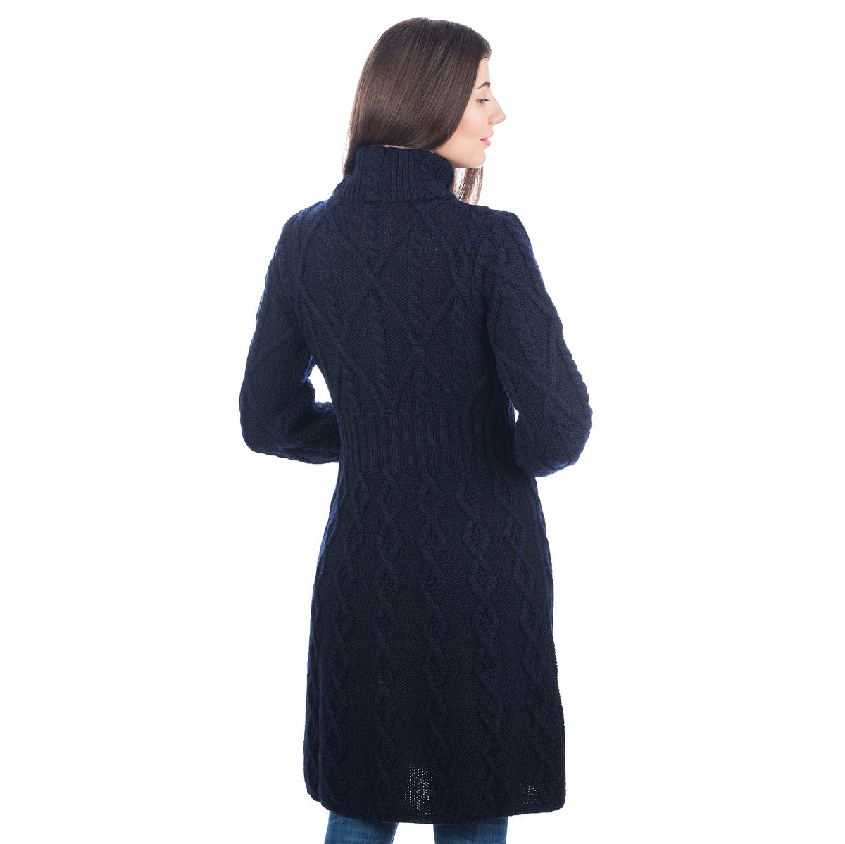 irish coat | merino wool aran cable knit signature ladies jacket