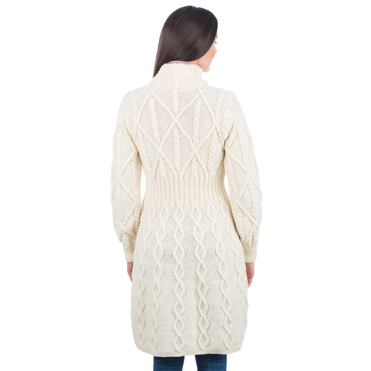 irish coat | merino wool aran cable knit signature ladies jacket