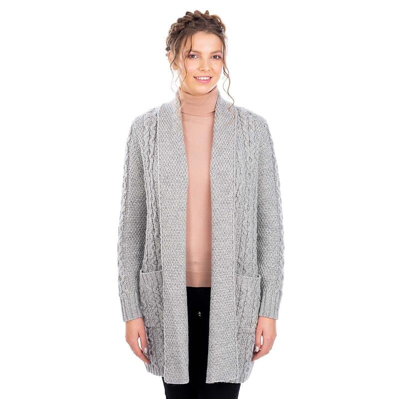 irish cardigan | merino wool aran knit open face ladies cardigan