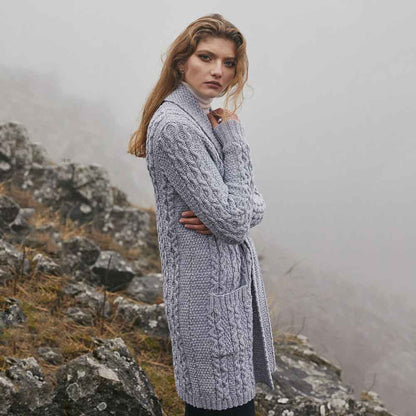 Irish Cardigan | Merino Wool Aran Knit Open Face Ladies Cardigan