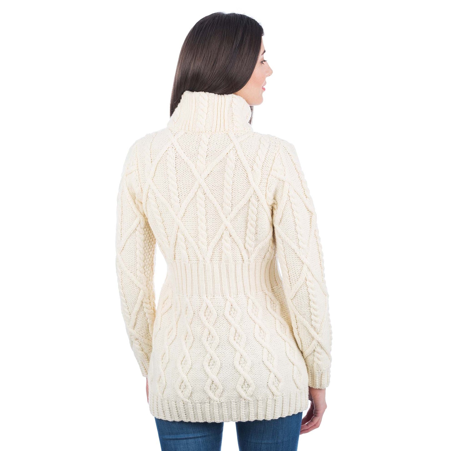 irish cardigan | soft touch merino aran knit ladies zip cardigan