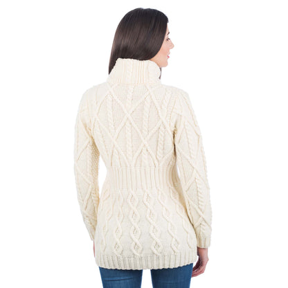 Irish Cardigan | Soft Touch Merino Aran Knit Ladies Zip Cardigan