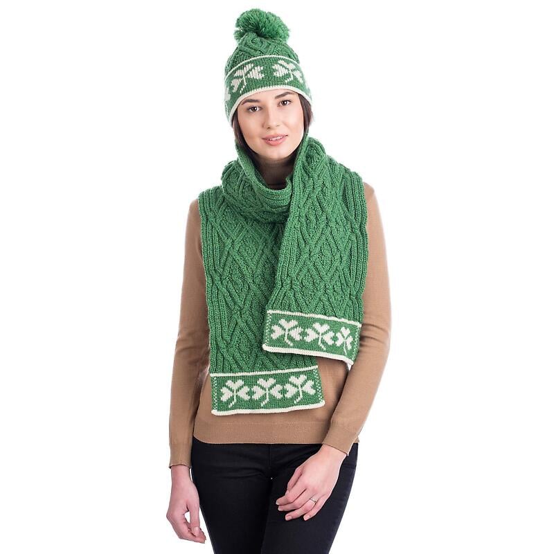 irish hat | merino wool shamrock aran ladies hat