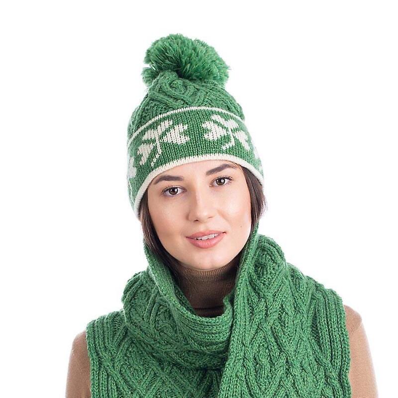 irish hat | merino wool shamrock aran ladies hat