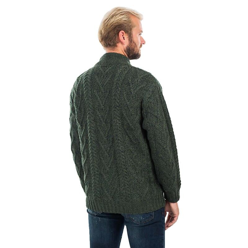 irish cardigan | merino wool aran knit mens zip cardigan