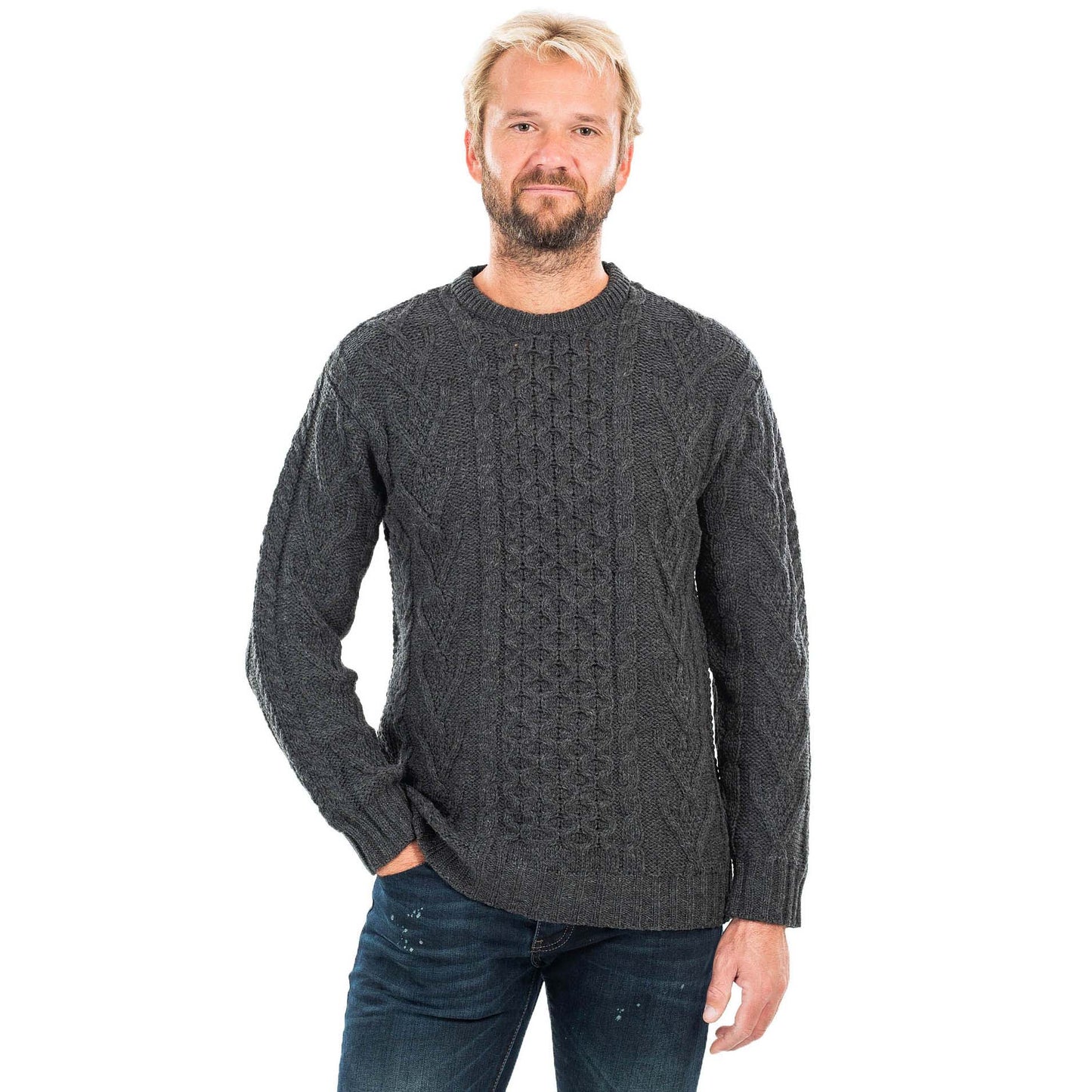 irish sweater | merino wool classic aran knit mens sweater