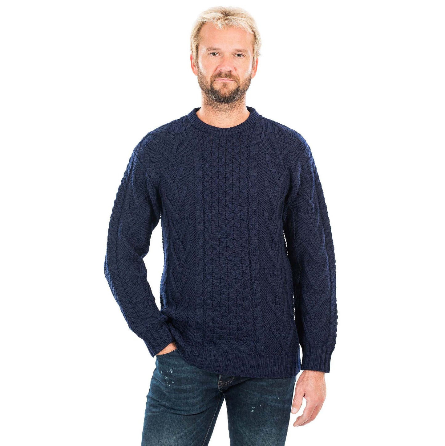 irish sweater | merino wool classic aran knit mens sweater