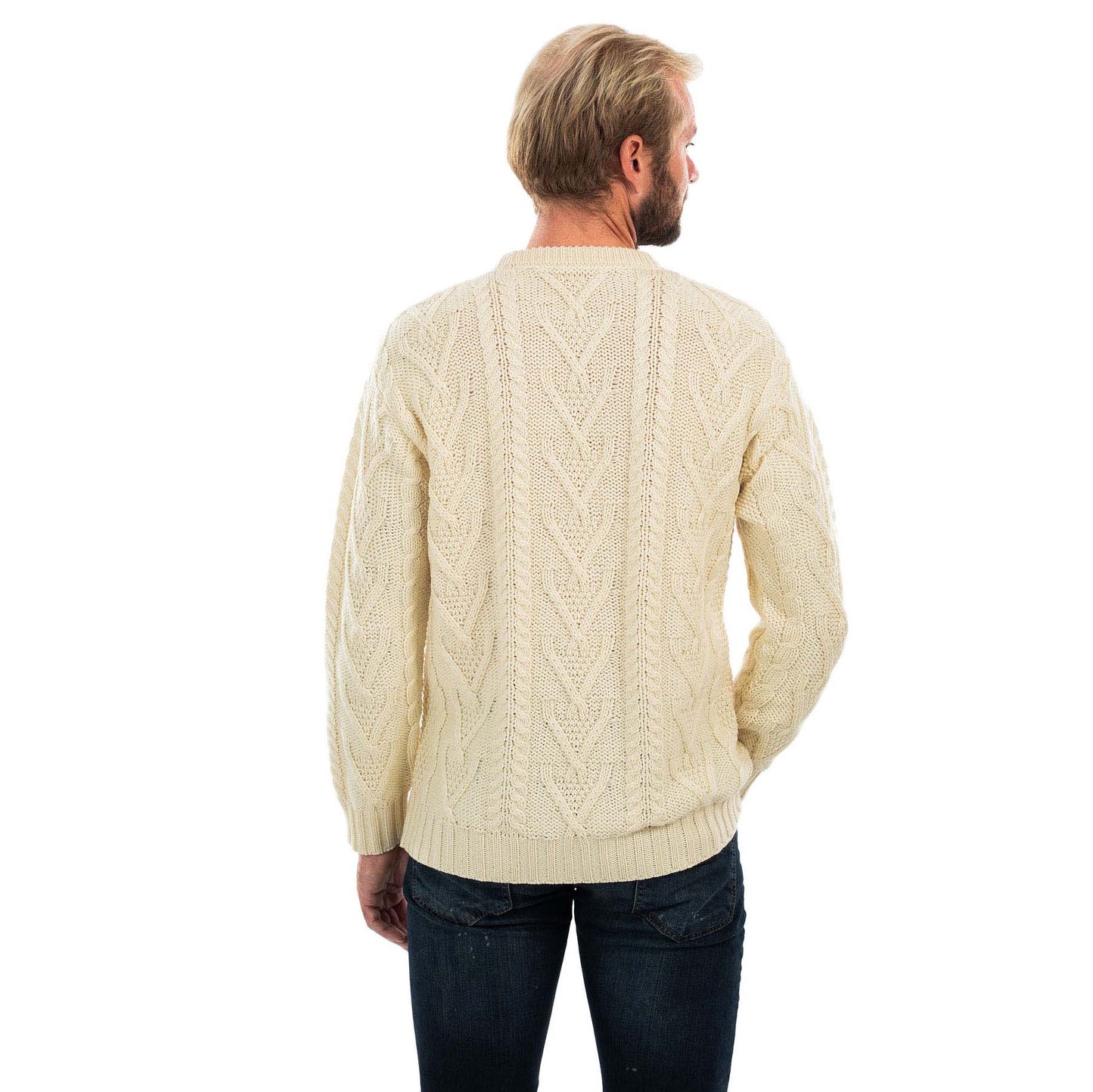 irish sweater | merino wool classic aran knit mens sweater