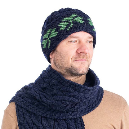 Irish Hat | Merino Wool Cable Knit Shamrock Mens Hat