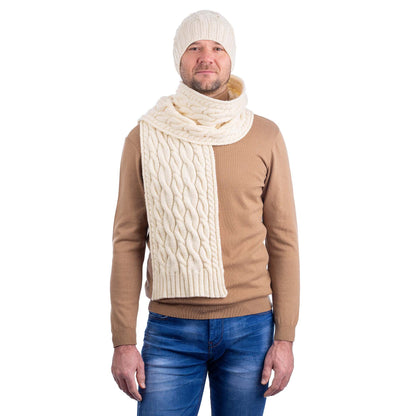 Irish Scarf | Merino Wool Cable Knit Mens Scarf