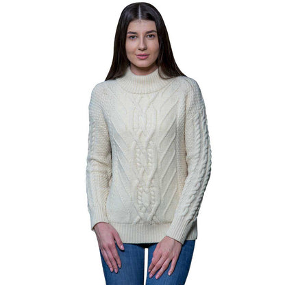 Irish Sweater | Merino Wool Turtle Neck Aran Ladies Sweater