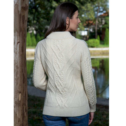 Irish Sweater | Merino Wool Turtle Neck Aran Ladies Sweater