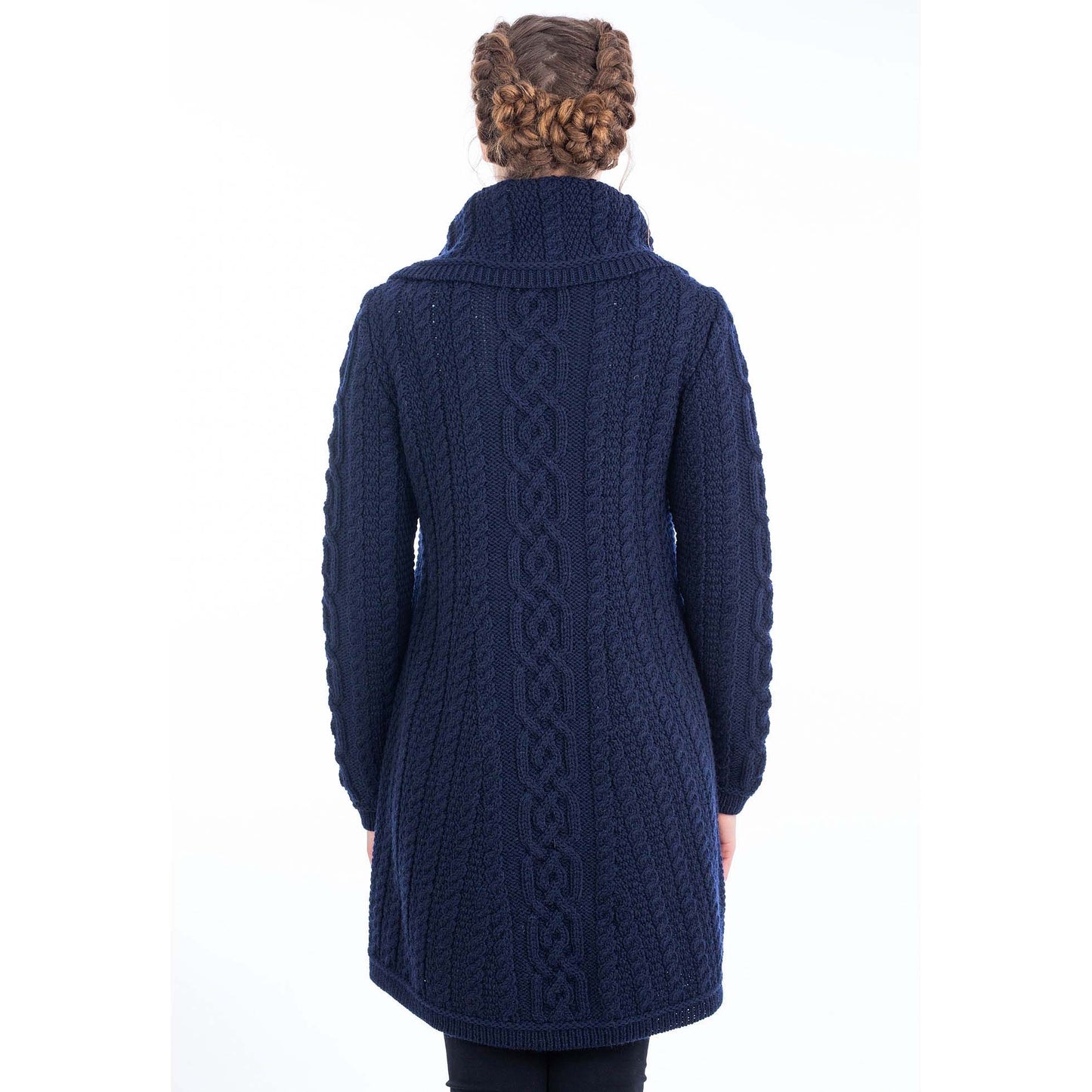 irish coat | aran knit 4 button collar ladies coat