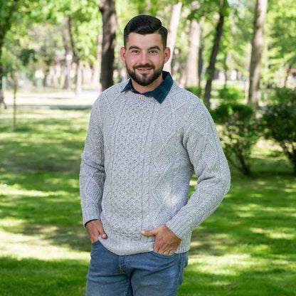 Irish Sweater | Aran Knit Crew Neck Mens Sweater